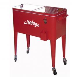 80 Quart Patio Trolley Metal Cooler